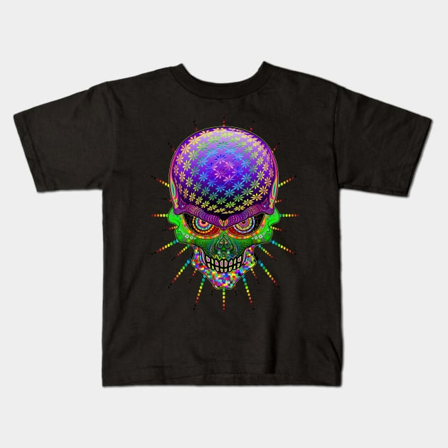 Crazy Skull Psychedelic Explosion Kids T-Shirt by BluedarkArt